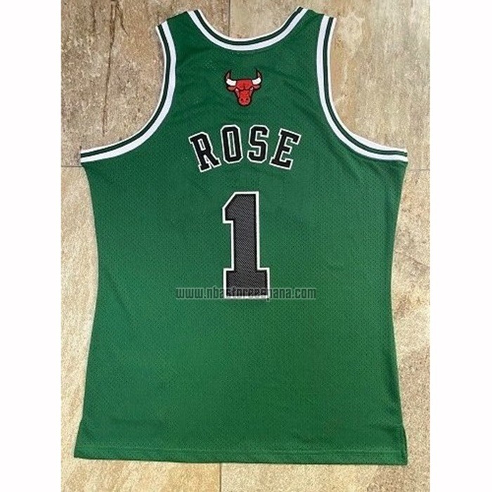 Camiseta Chicago Bulls Derrick Rose NO 1 Hardwood Classics Throwback 2008-09 Verde